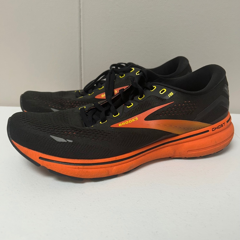 Brooks Ghost 15 Running Shoes Mens 11.5 Black Orange DNA LOFT v2 1103931D016